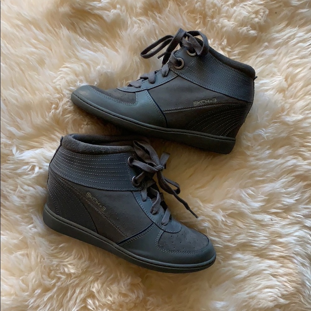 Sketchers grey wedge sneakers! Good condition